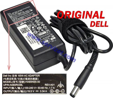 Адаптер за лаптоп ОРИГИНАЛЕН (Зарядно за лаптоп) DELL 65W 19.5V 3.34A 9RN2C